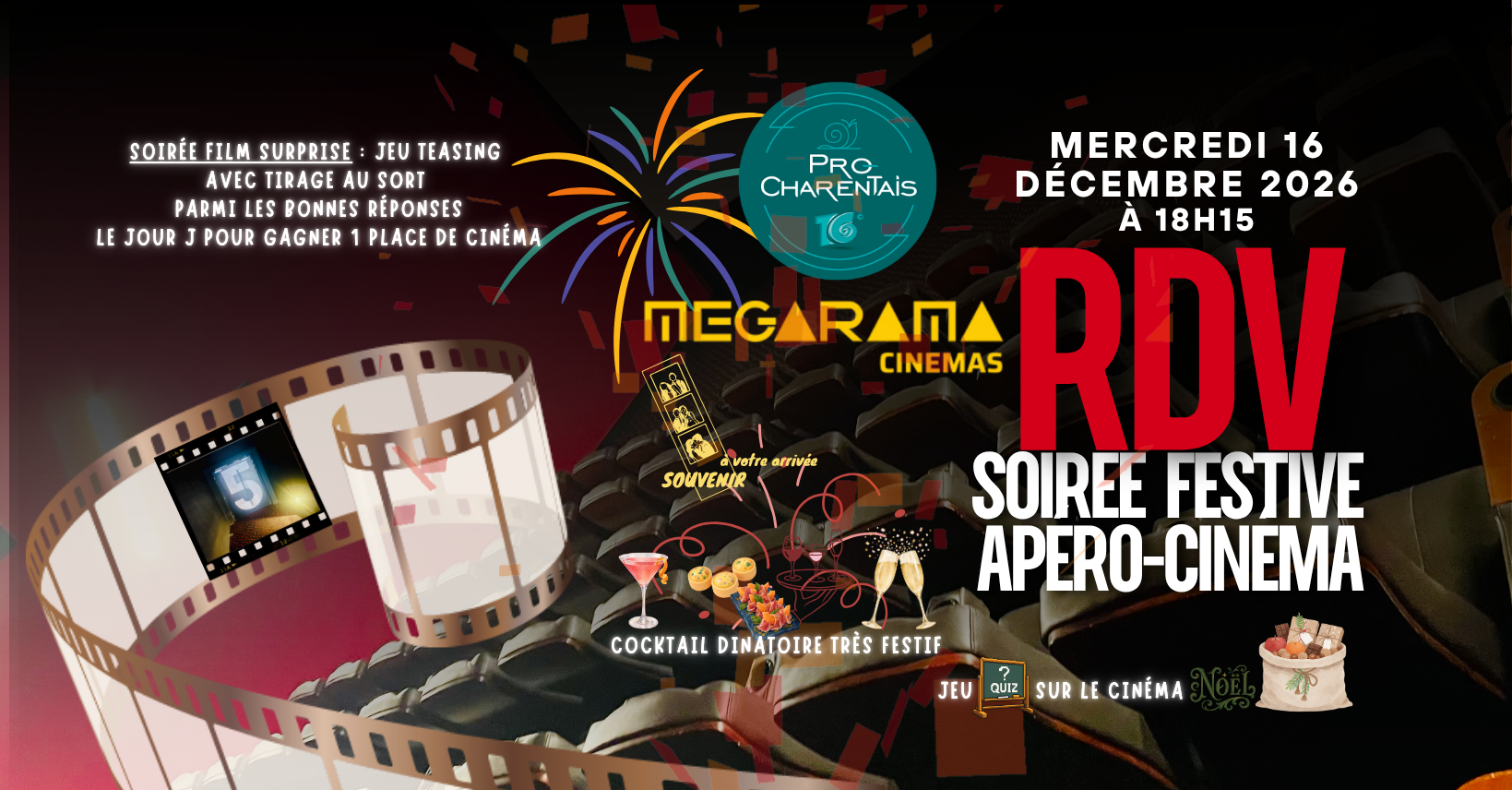 Soirée Apéro Ciné au MEGARAMA ı Le MERCREDI 16 DÉCEMBRE à 18H15