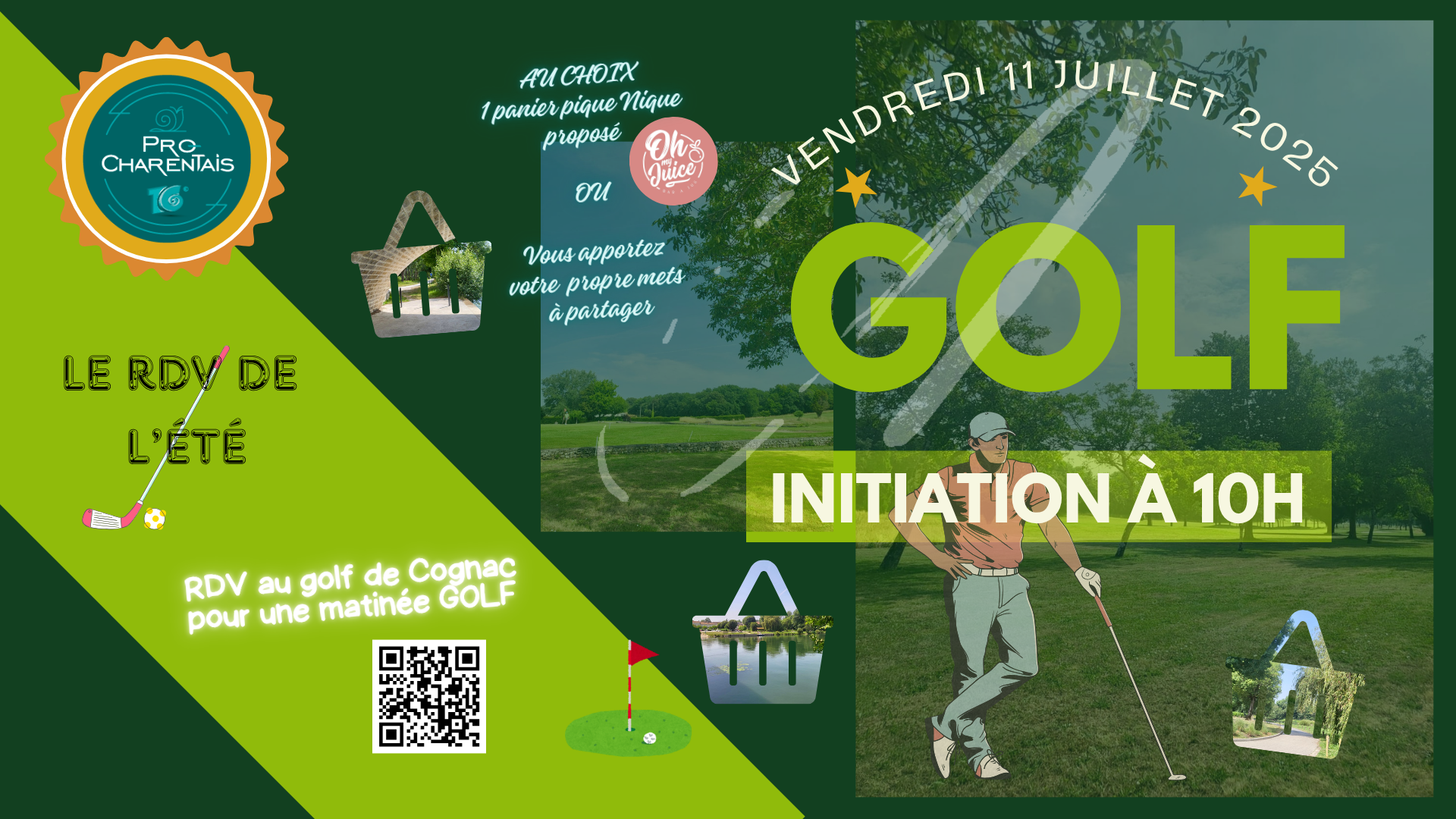 Rdv Initiation GOLF Pro Charentais à Cognac  ı 10h00 au golf