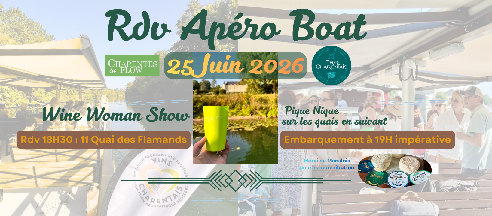 Rdv Apéro Boat WINE WOMAN SHOW Le JEUDI 25 Juin à 18H30