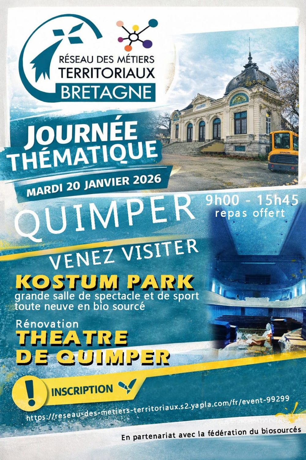 Journée thématique Ville de Quimper- Construction d'une salle de spectacle et rénovation d'une salle de théatre Deux batiments deux façons de faire et du bio sourcé !