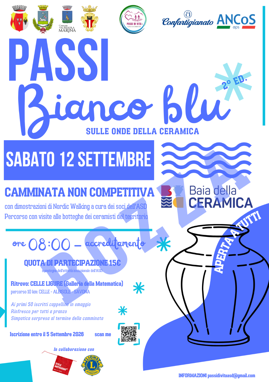 Passi Bianco Blu sulle onde della Ceramica