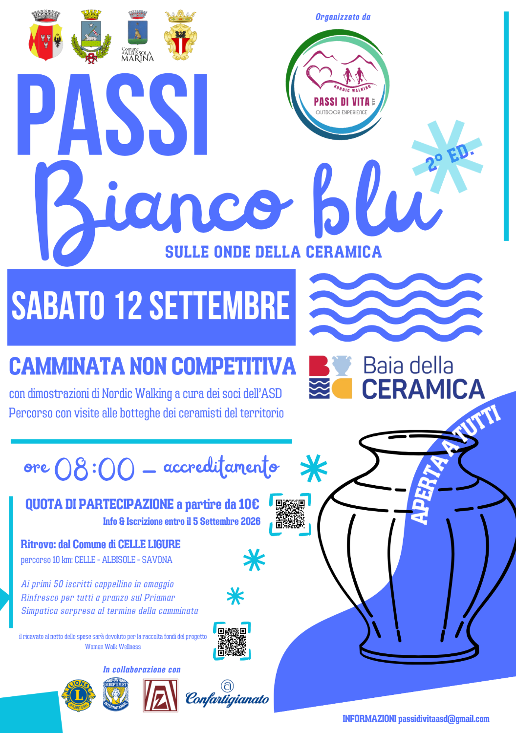 Passi Bianco Blu sulle onde della Ceramica