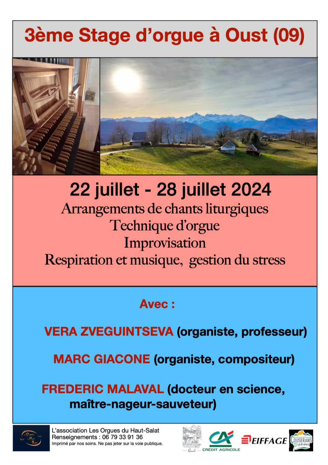 3ème stage d'orgue, Oust, 22-28 juillet 2024