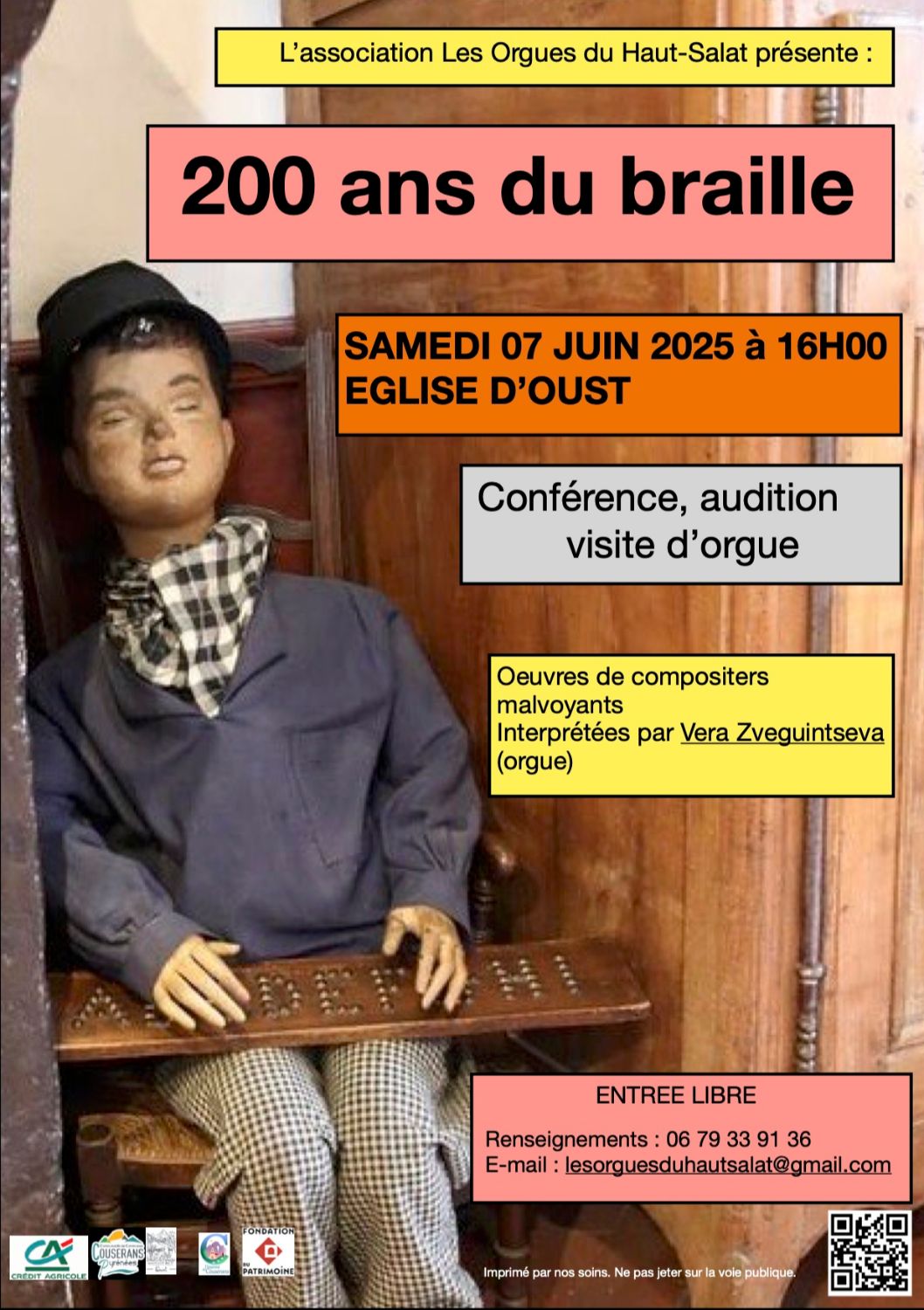 Conférence, audition et visite d'orgue (bicentenaire Braille)
