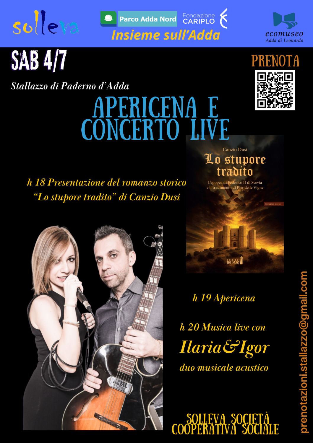 SAB 4/7  Apericena con presentazione libro e musica