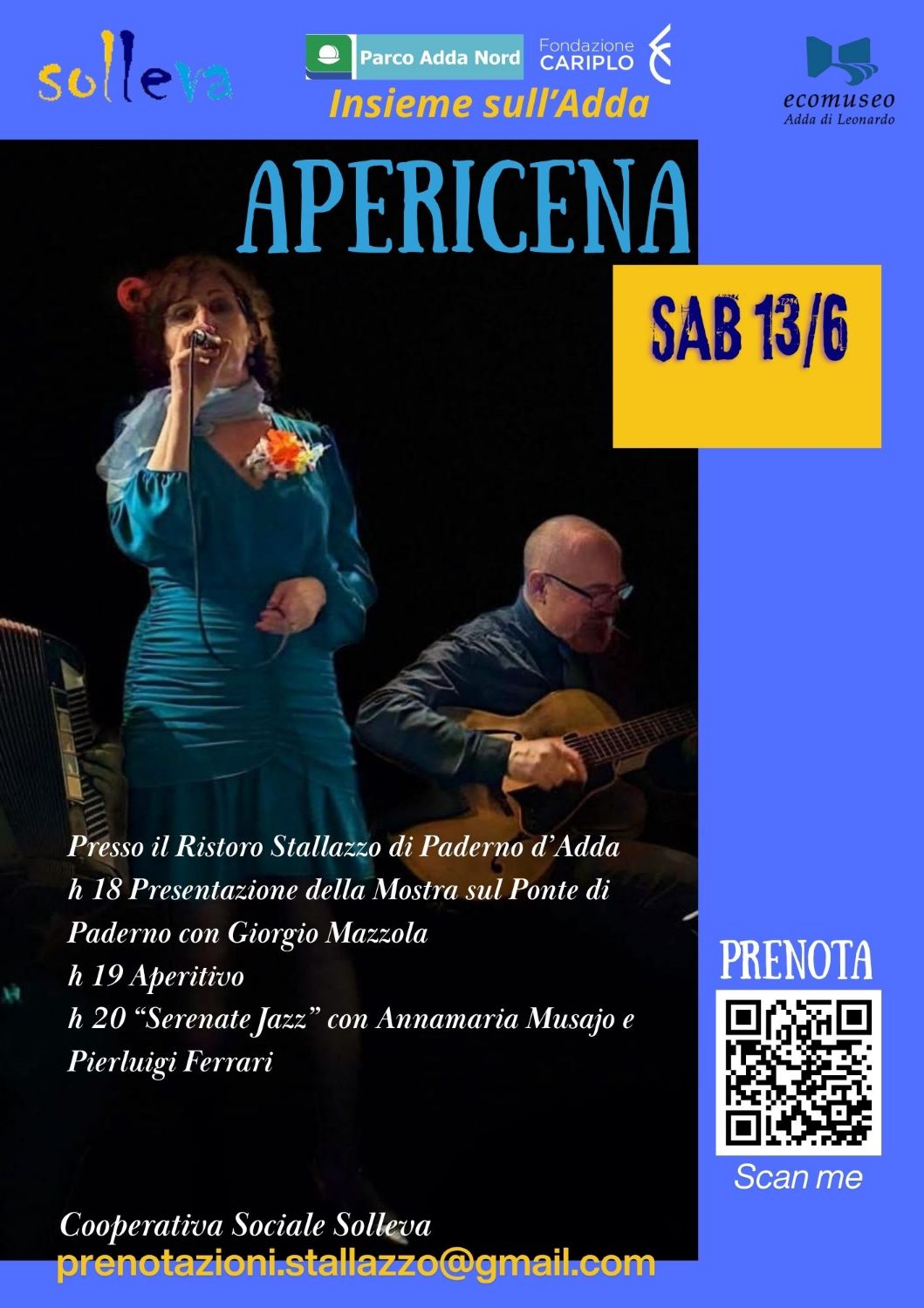 SAB 13/6 Apericena con mostra e musica