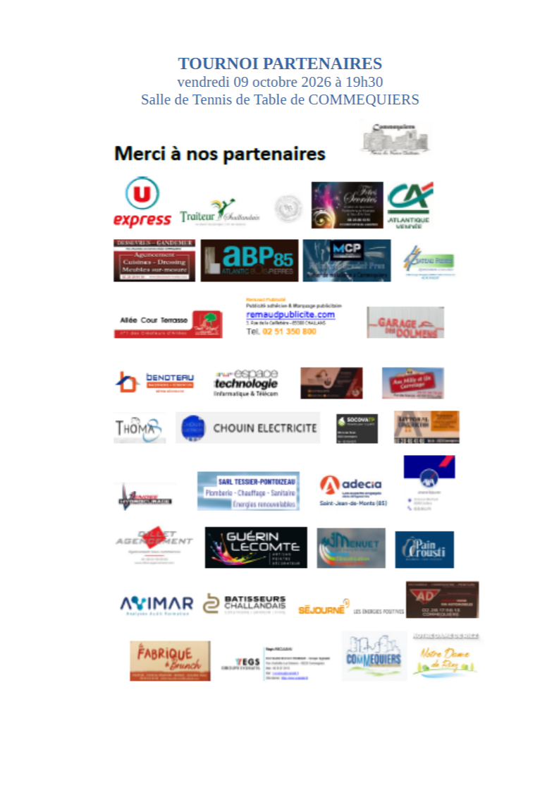 Tournoi Partenaires du 09/10/2026