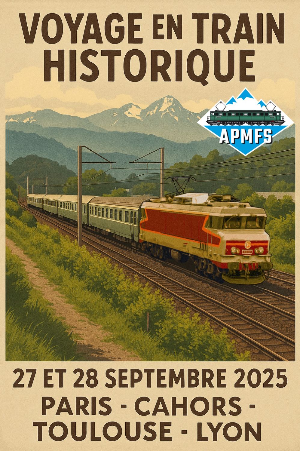 Voyage en train historique Paris - Cahors - Toulouse - Narbonne - Lyon