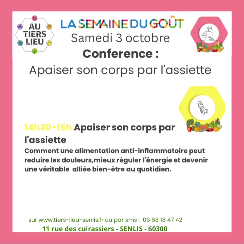 3 oct - Conférence apaiser son corps par l’assiette