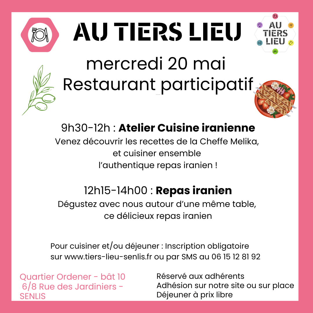 20 mai - Restaurant participatif - cuisine iranienne