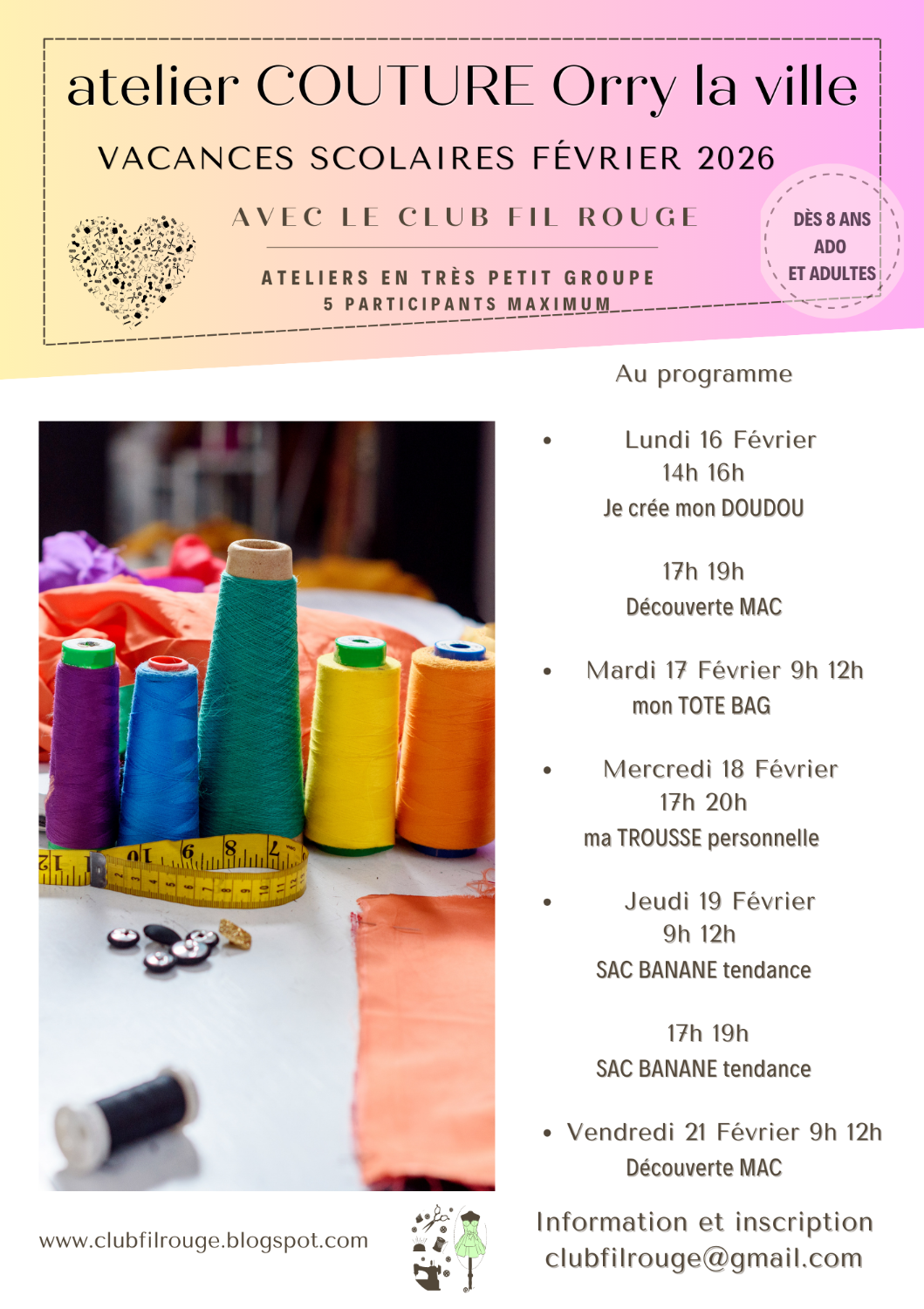 Atelier vacances de février 2026