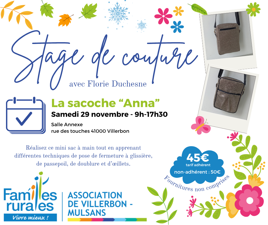 Stage de couture : la sacoche Anna