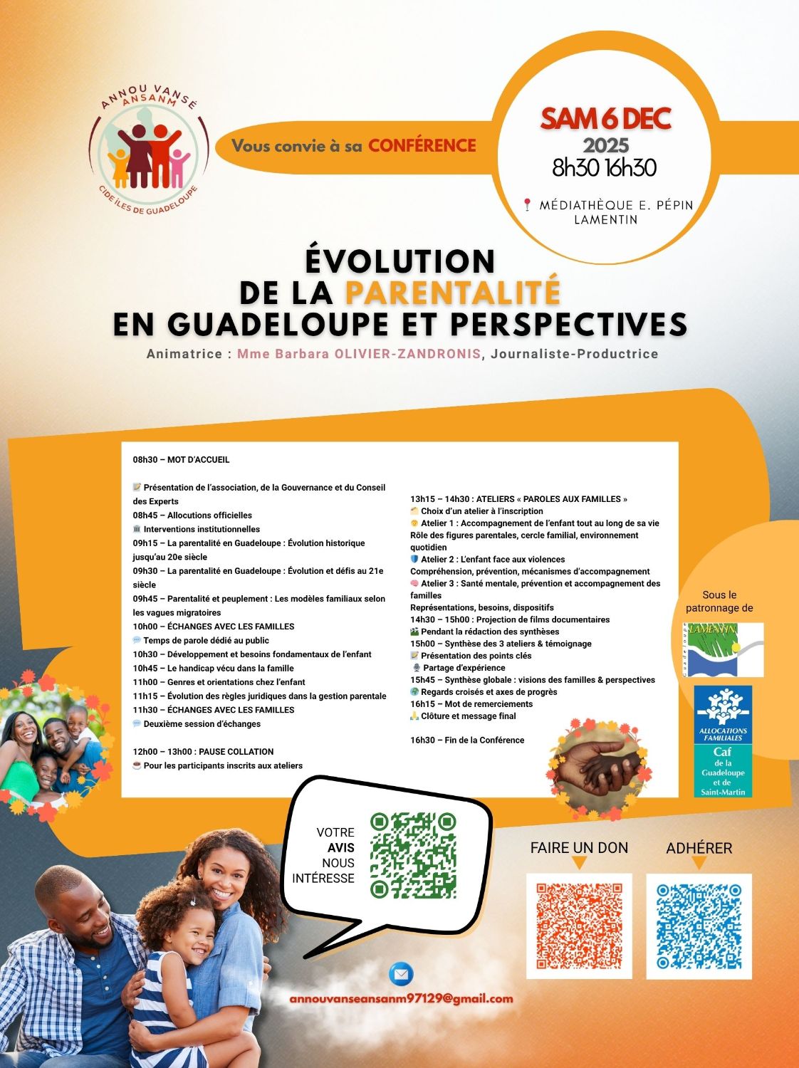 Conférence : ÉVOLUTION DE LA PARENTALITÉ EN GUADELOUPE ET PERSPECTIVES :  PAROLES AUX FAMILLES