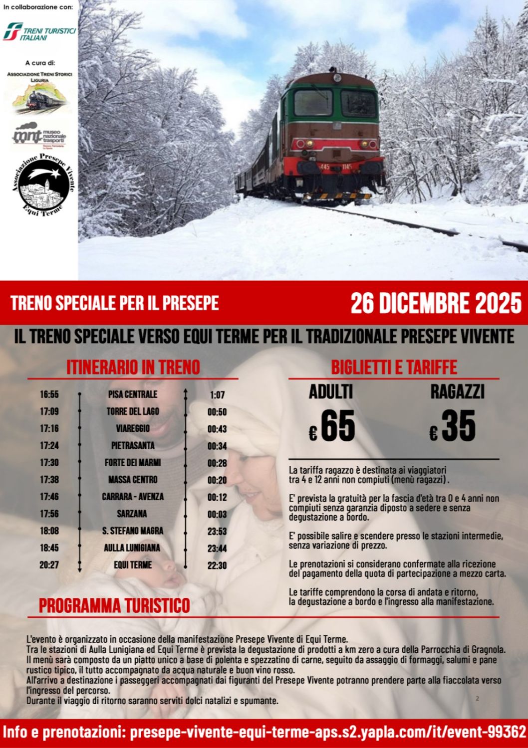 TRENO SPECIALE PER IL PRESEPE DI EQUI TERME