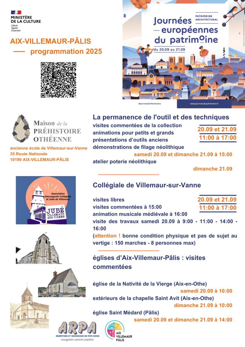 programme des JEP 2025 à Aix-Villemaur-Pâlis