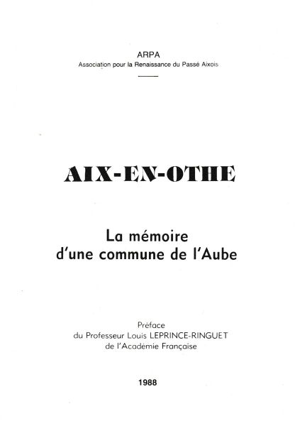 première page du livre Mémoire d'une commune de l'Aube