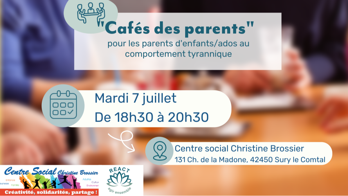 Cafés des parents - Mardi 7 juillet de 18h30 à 20h30