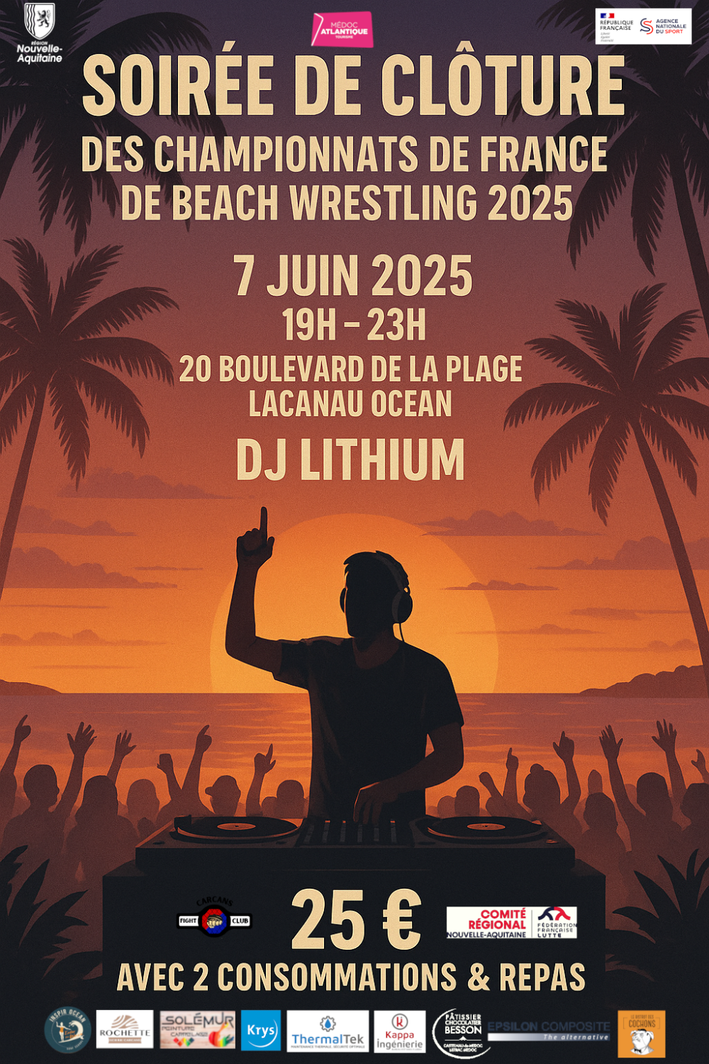 soirée de clôture championnats de France Lutte de plage 2025