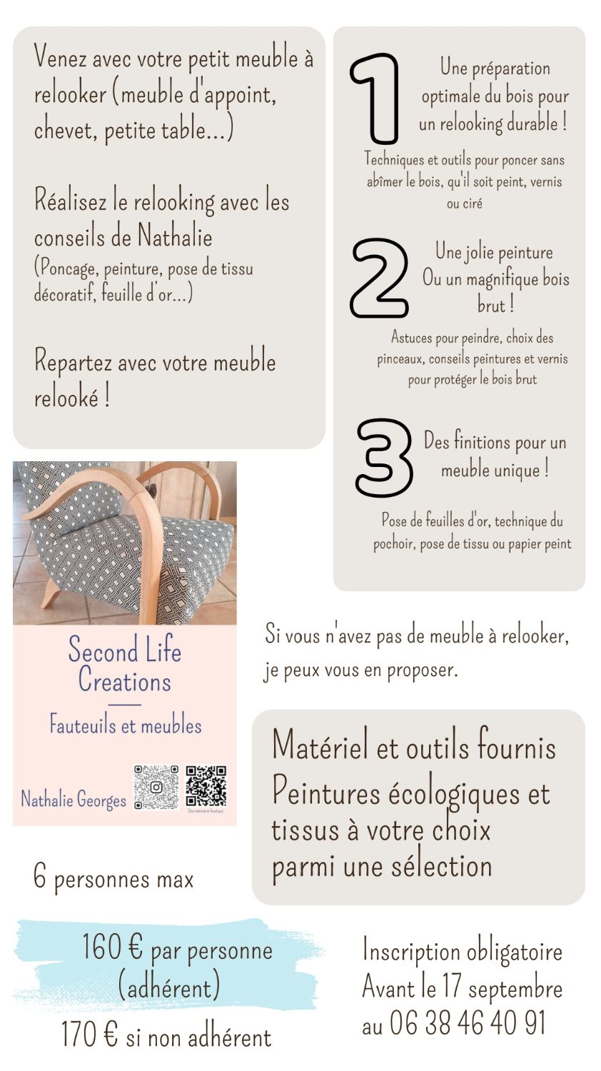 Atelier relooking meuble en bois - 3 séances