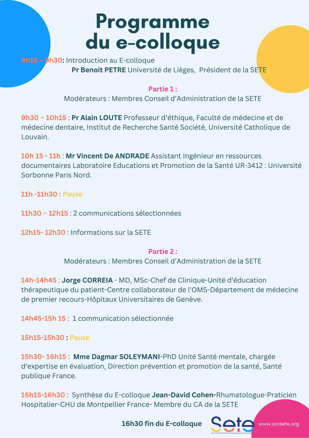 E-Colloque de la SETE : Recherche en ETP et enjeux numériques