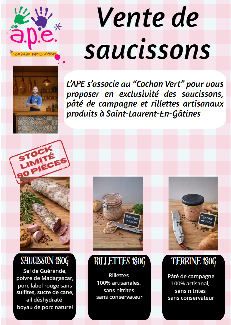 Vente de saucisson 2026