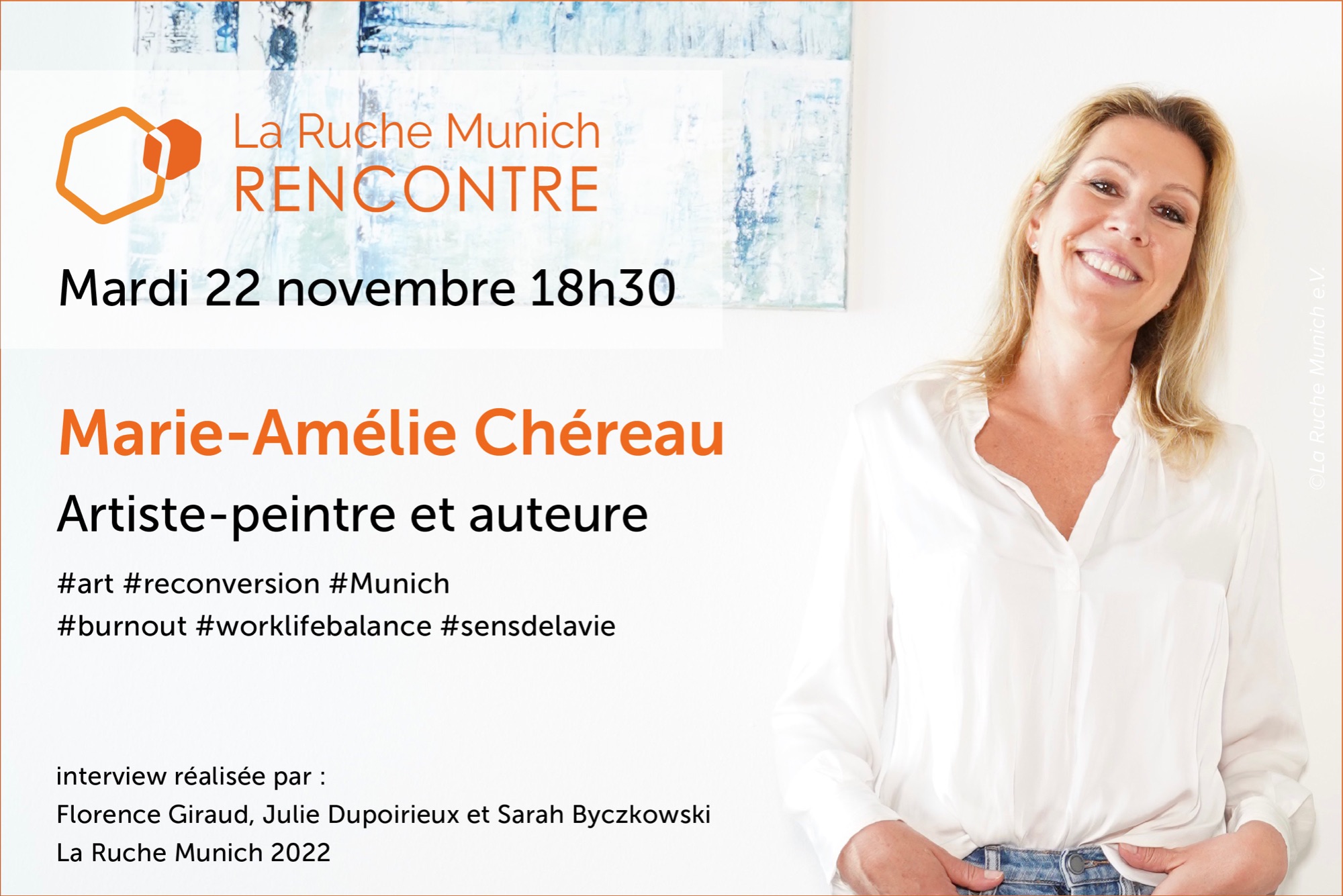 Soirée Rencontre-interview avec Marie-Amélie Chéreau, artiste-peintre et auteure