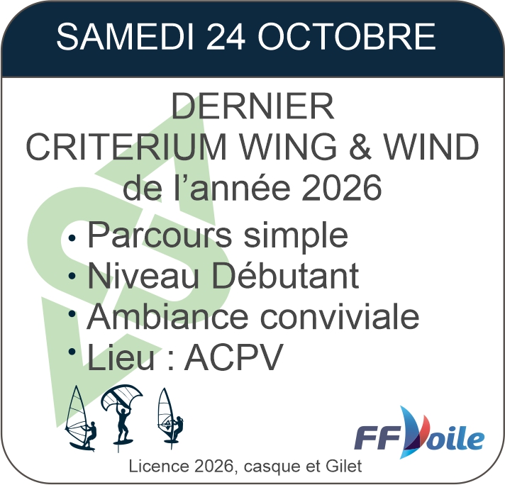 CRITERIUM WIND-WING SAMEDI 24 OCTOBRE 2026