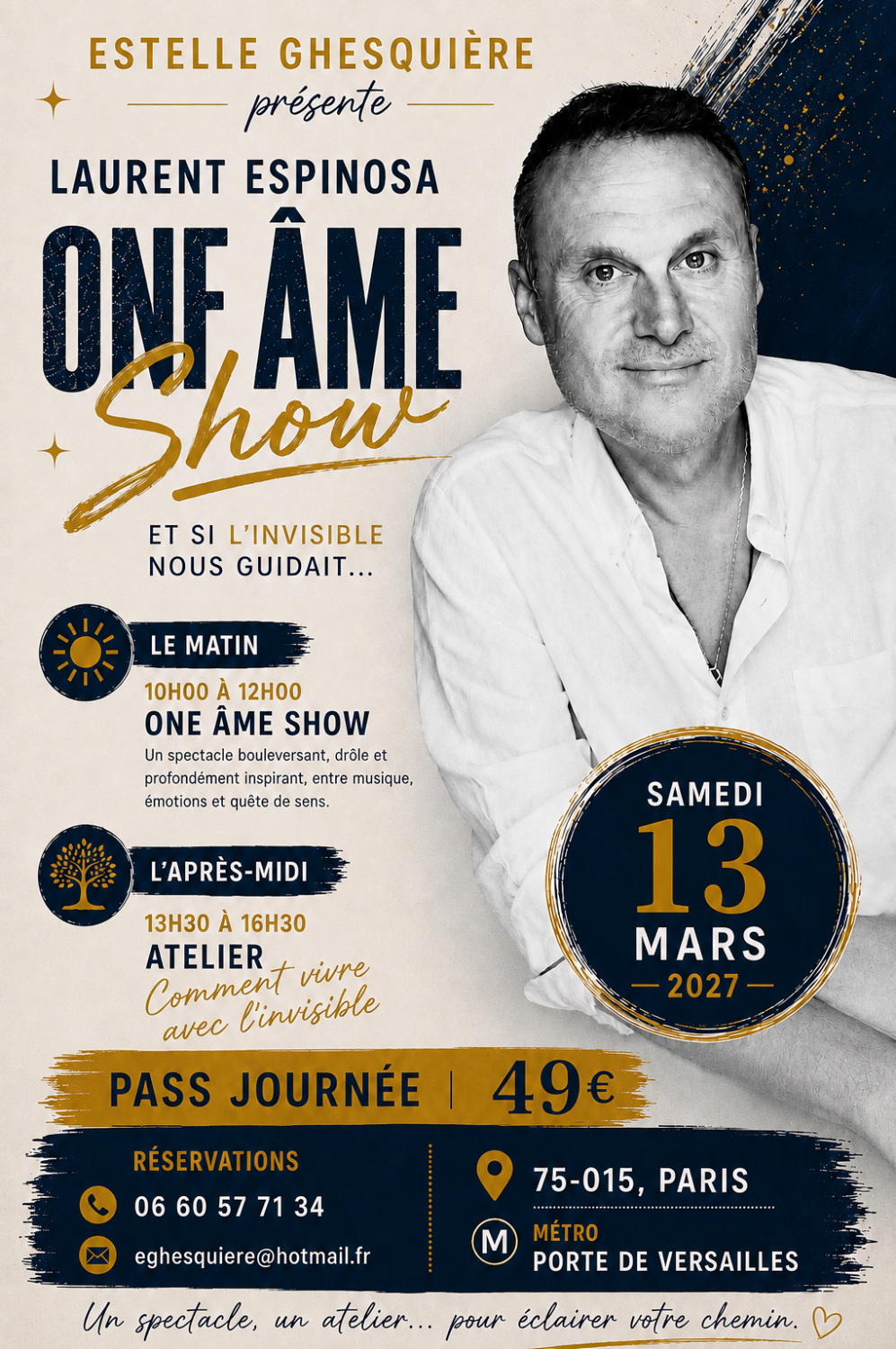 One Âme Show & Atelier « Comment vivre avec l’invisible » – Une journée exceptionnelle avec Laurent Espinosa à Paris