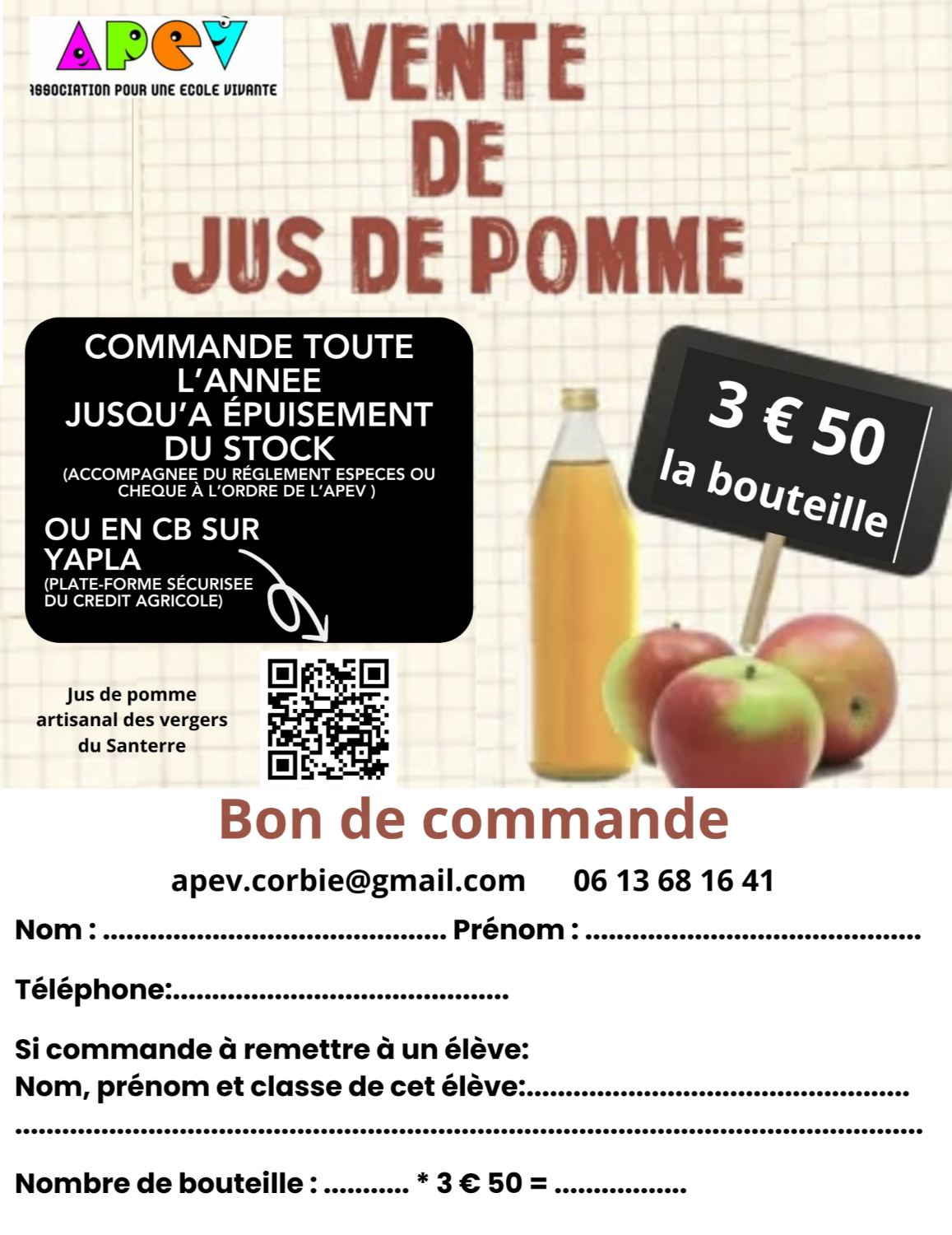 Vente de JUS de POMME