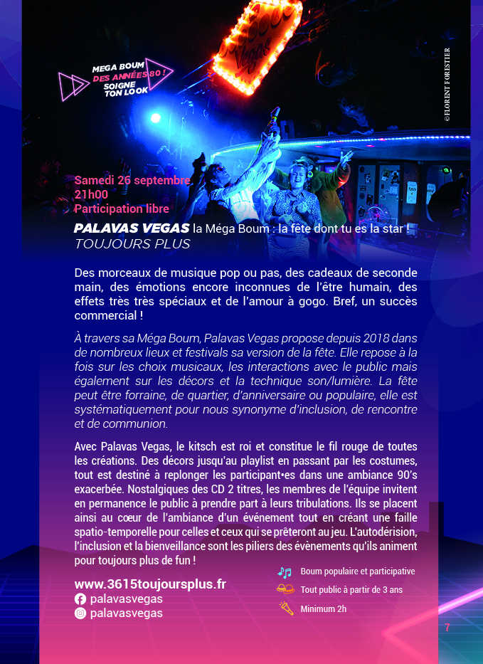 Palavas Vegas - 26 septembre 2026 - 21h00