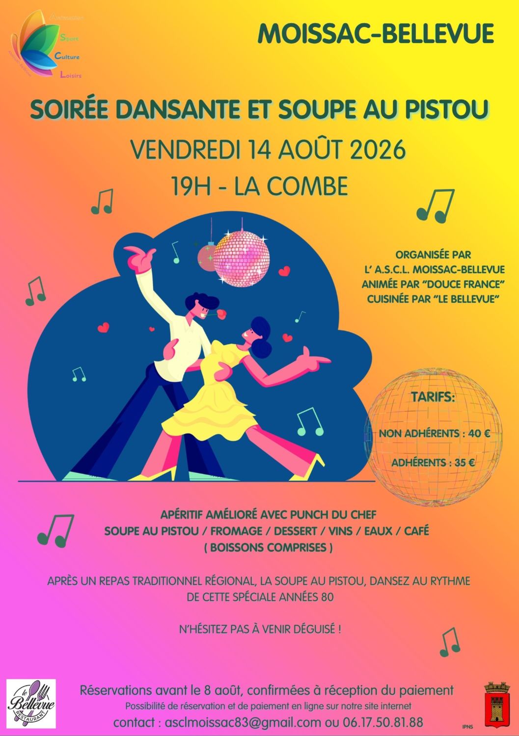 Soirée dansante spéciale années 80 et soupe au pistou