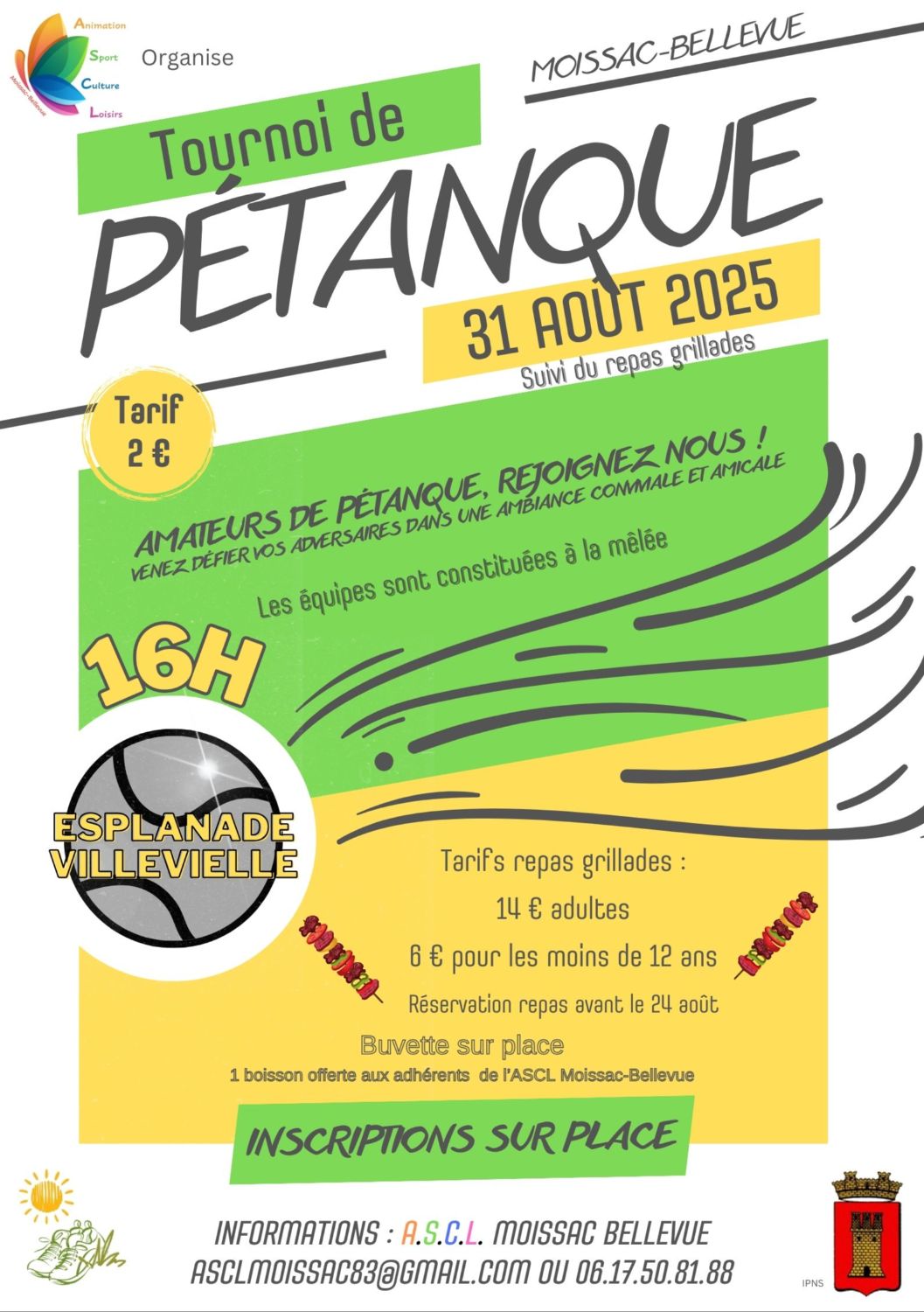 Tournoi de pétanque du 31 août - repas grillades