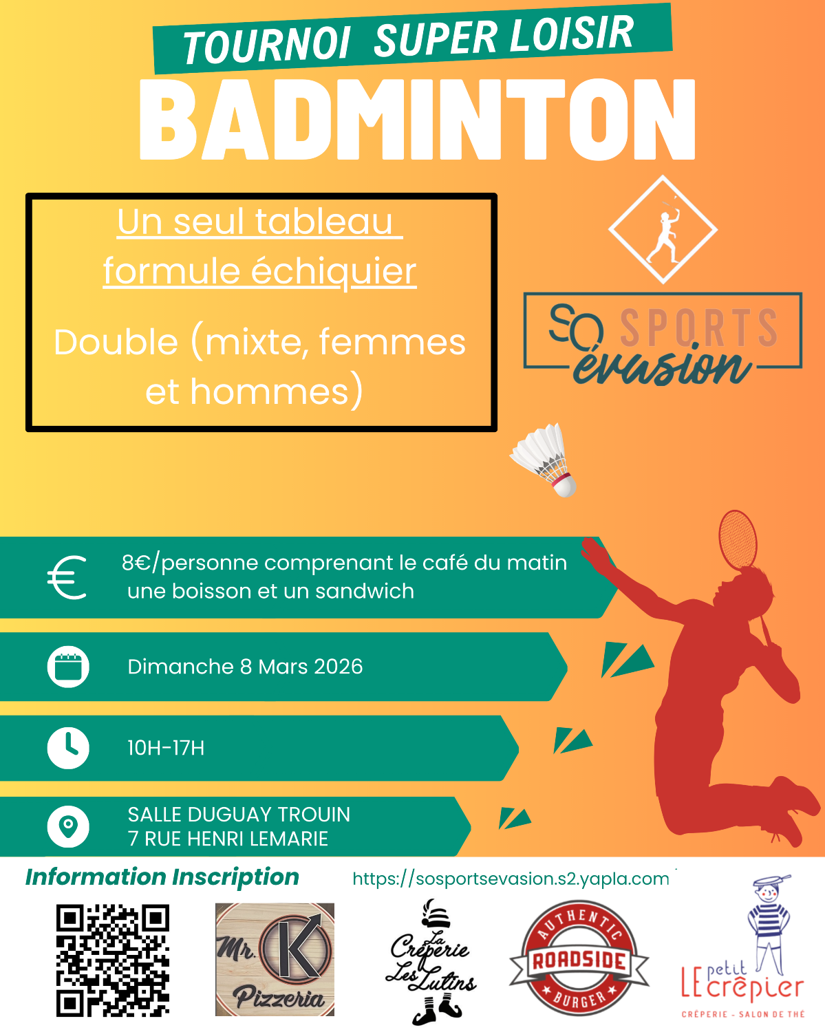 Tournoi Loisir Badminton So SPORTS évasion