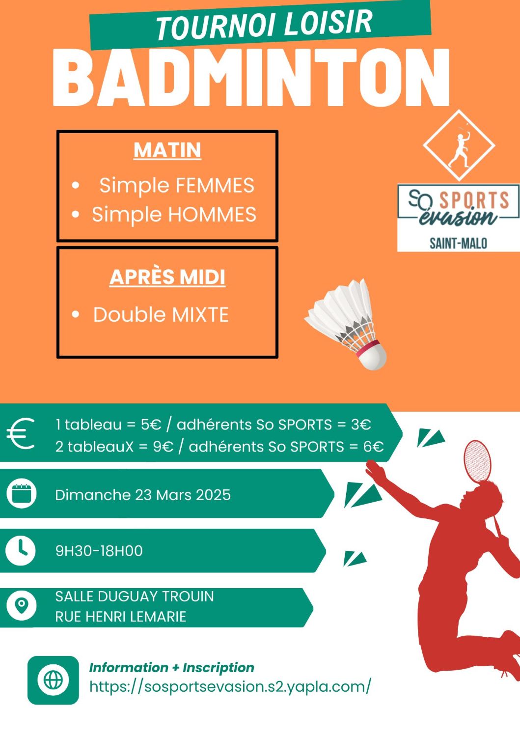 Tournoi Loisir Badminton So Sports Evasion