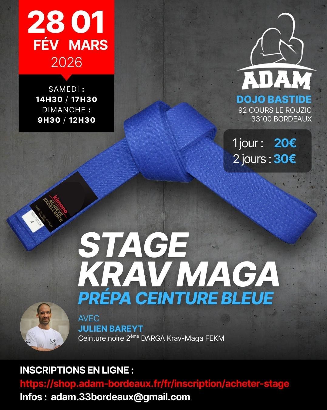 STAGE Krav Maga : Prépa Ceinture Bleue