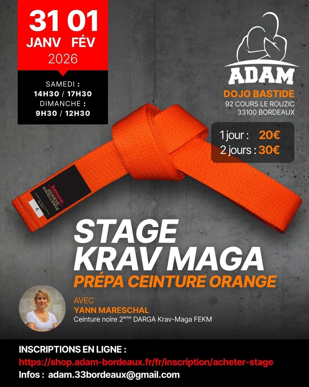 STAGE Krav Maga : Prépa Ceinture Orange