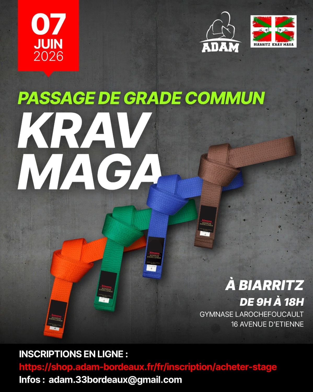 Krav Maga Passage de Grade Commun Orange à Marron