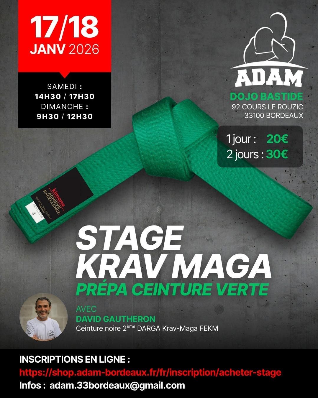STAGE Krav Maga : Prépa Ceinture Verte