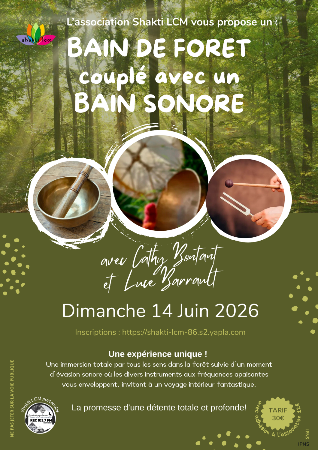 Bain de forêt couplé avec un bain sonore
