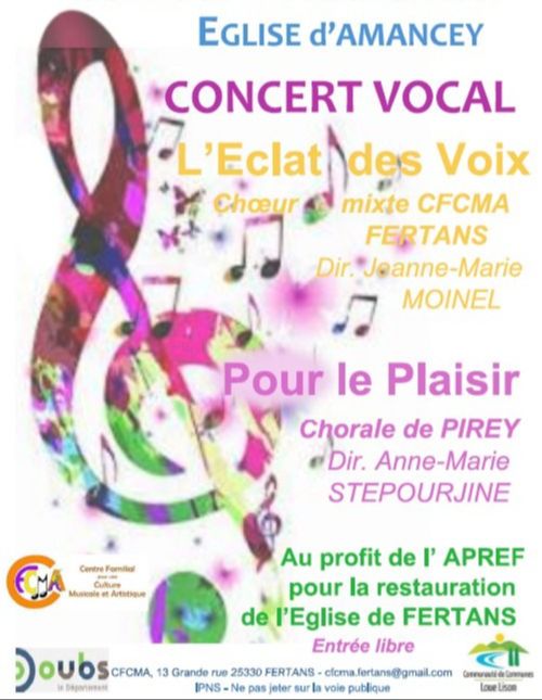 Concert vocal CFCMA et Chorale du Pirey
