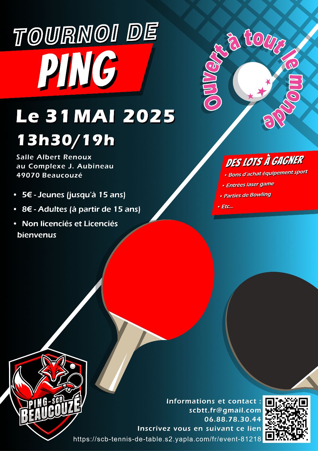 Tournois Tennis de Table Beaucouzé