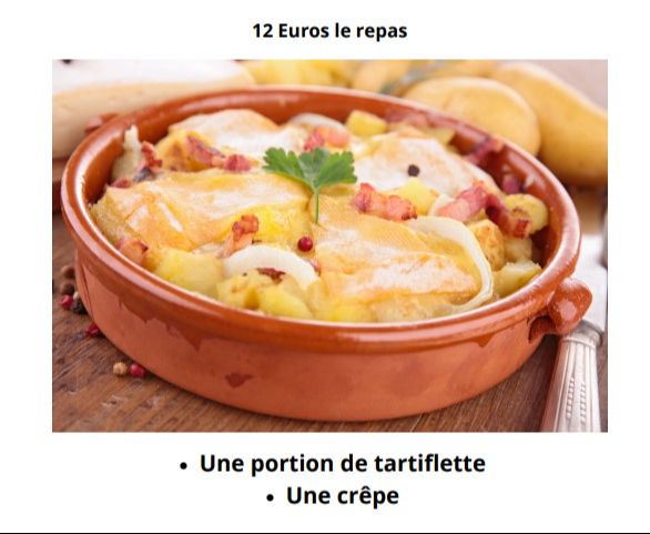 Tartiflette  Marché de Noel 2023 BEAUVOIR SUR NIORT