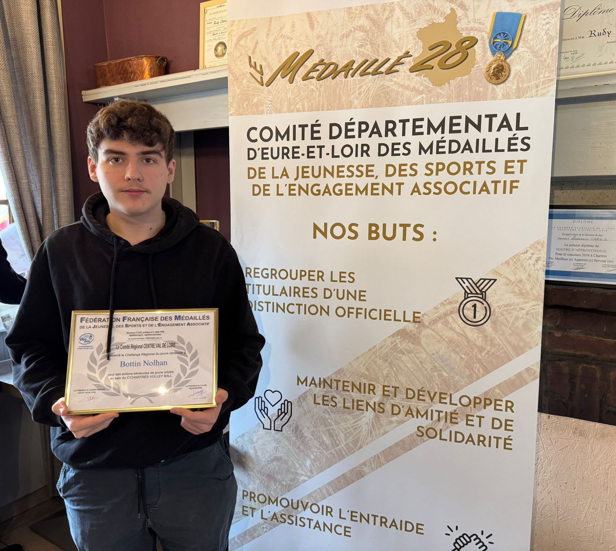 Nolhan Bottin, titulaire du Trophée Régional du jeune bénévole 2024 !