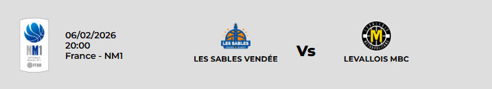 Match NM1 - Les Sables vs Levallois - 06/02