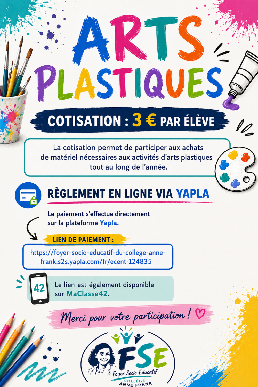 Cotisation Arts Platstiques