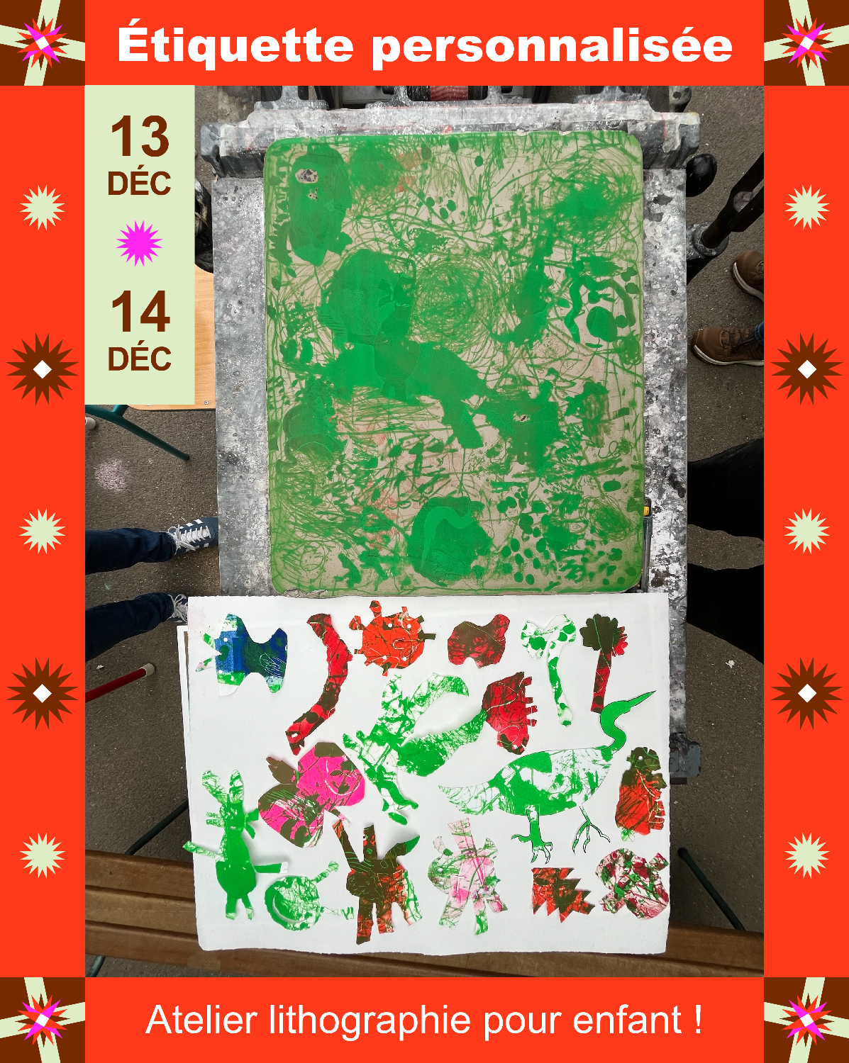 Atelier lithographie enfant — Pierre-feuille-litho