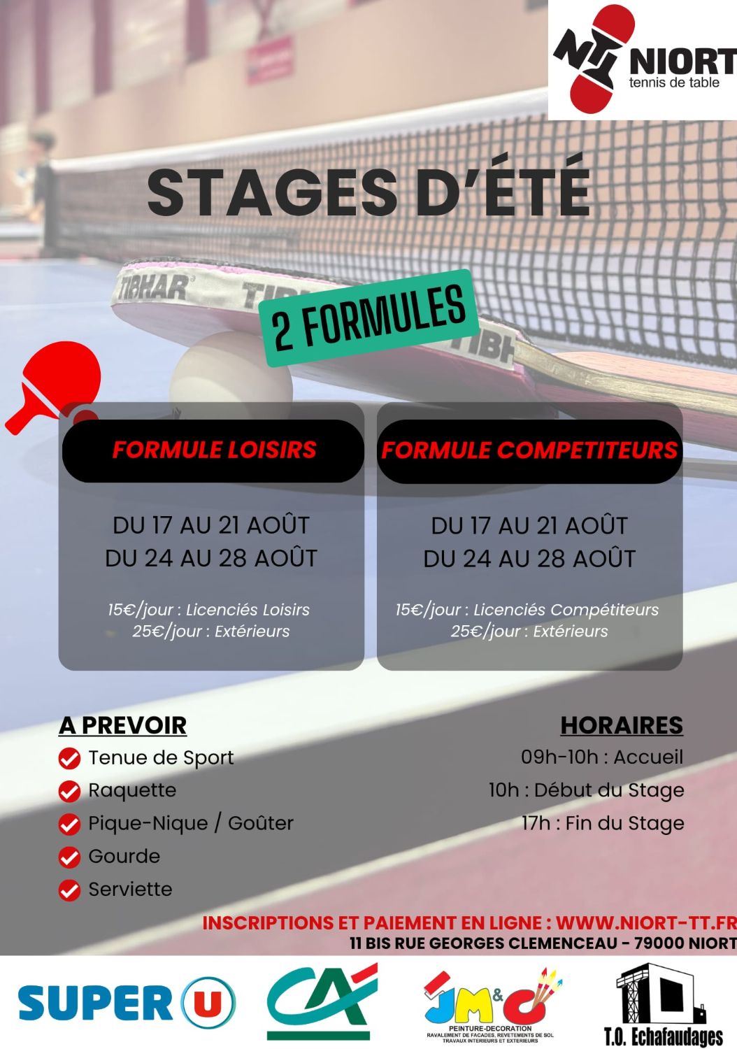 2. Stage d'été - du 24 au 28 aout 2026