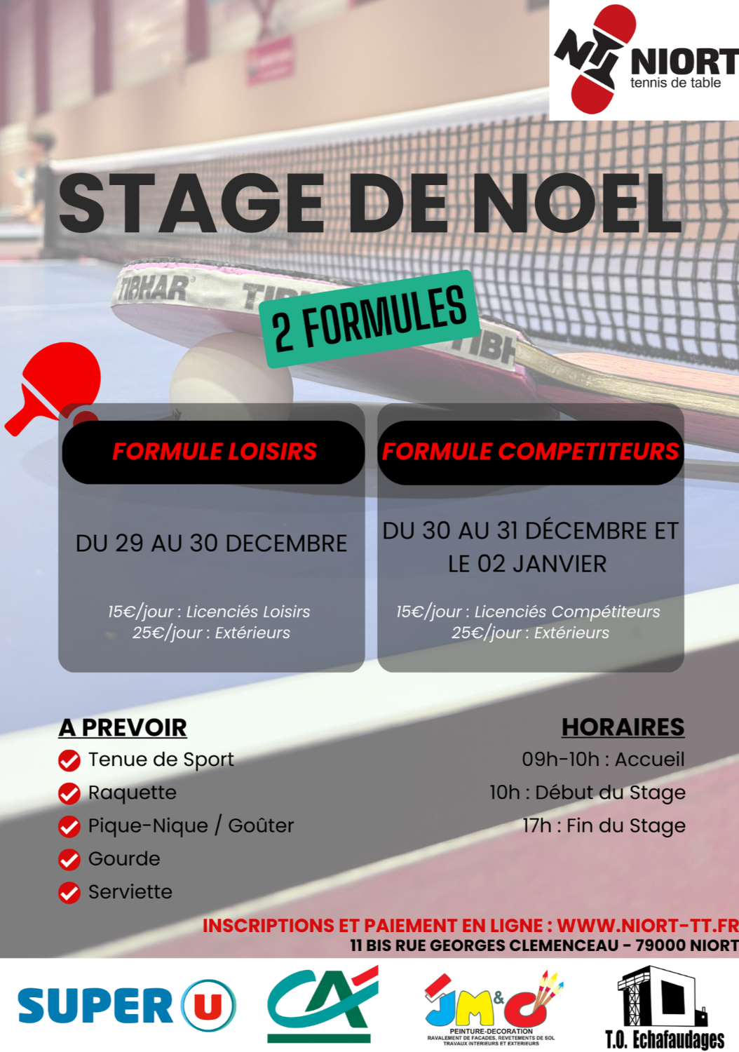 1. Stage de Noël - Loisirs / du 29 au 30 décembre 2025