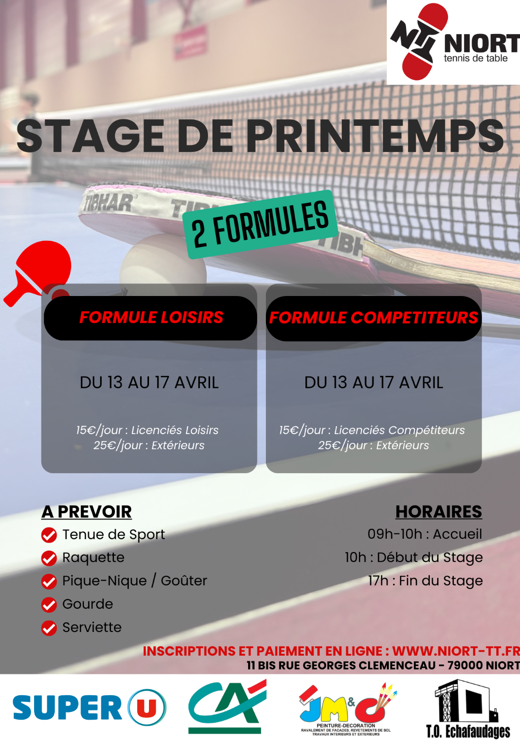 1. Stage de Pâques - Loisirs / du 13 au 17 avril 2026