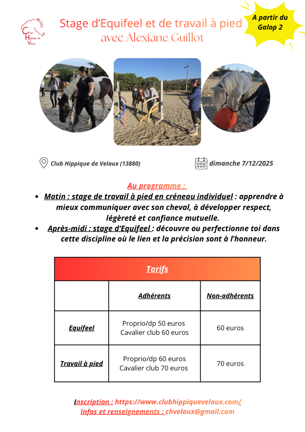 Stage travail à pied - 7 décembre 2025